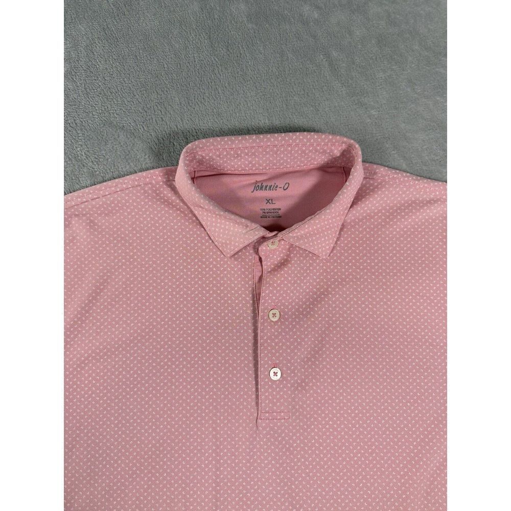 Johnnie O Shirt Mens XL Pink Geometric Print Polo Logo